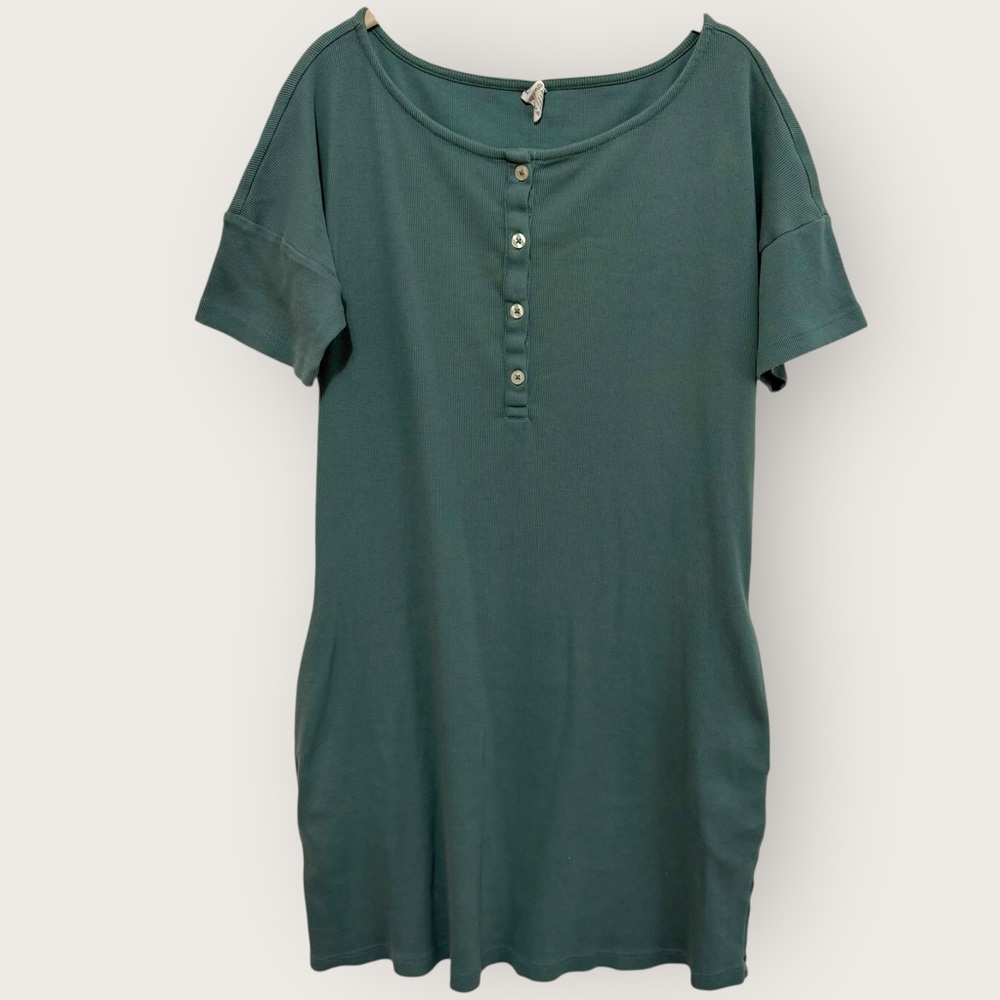 kate quinn Forest Green Mini Dress with Button Front